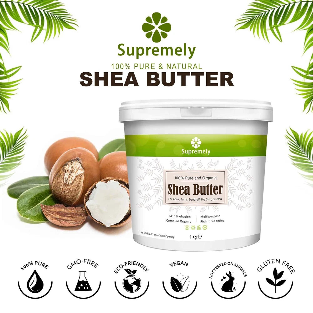 ORGANIC SHEA BUTTER, 100% Food Grade Organic Unrefined Raw & Pure 500g, 200g 1KG