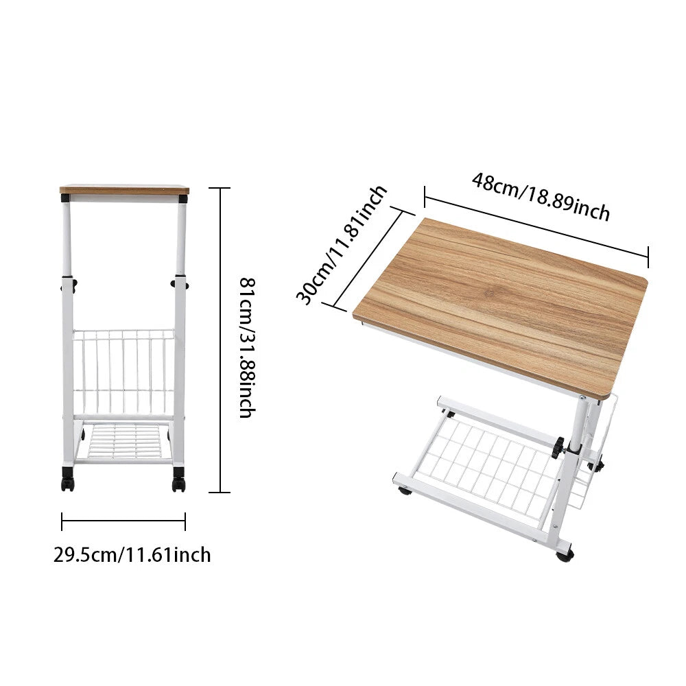 C-Shaped Movable Table Sofa Tea Desk Over Bed Side Tables Laptop Stand Workbench