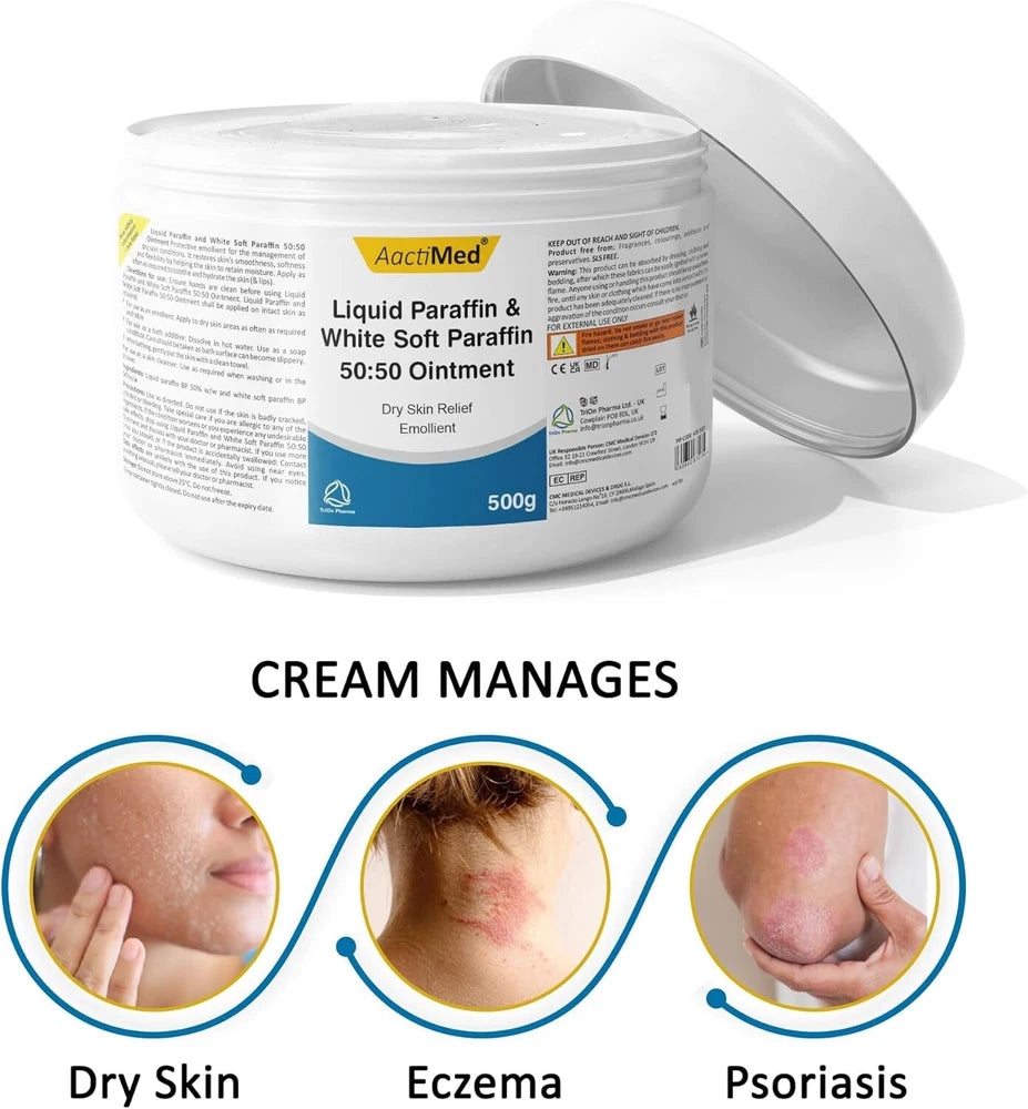 AactiMed Paraffin Ointment with Liquid Paraffin &White Soft Paraffin 50:50 |500g