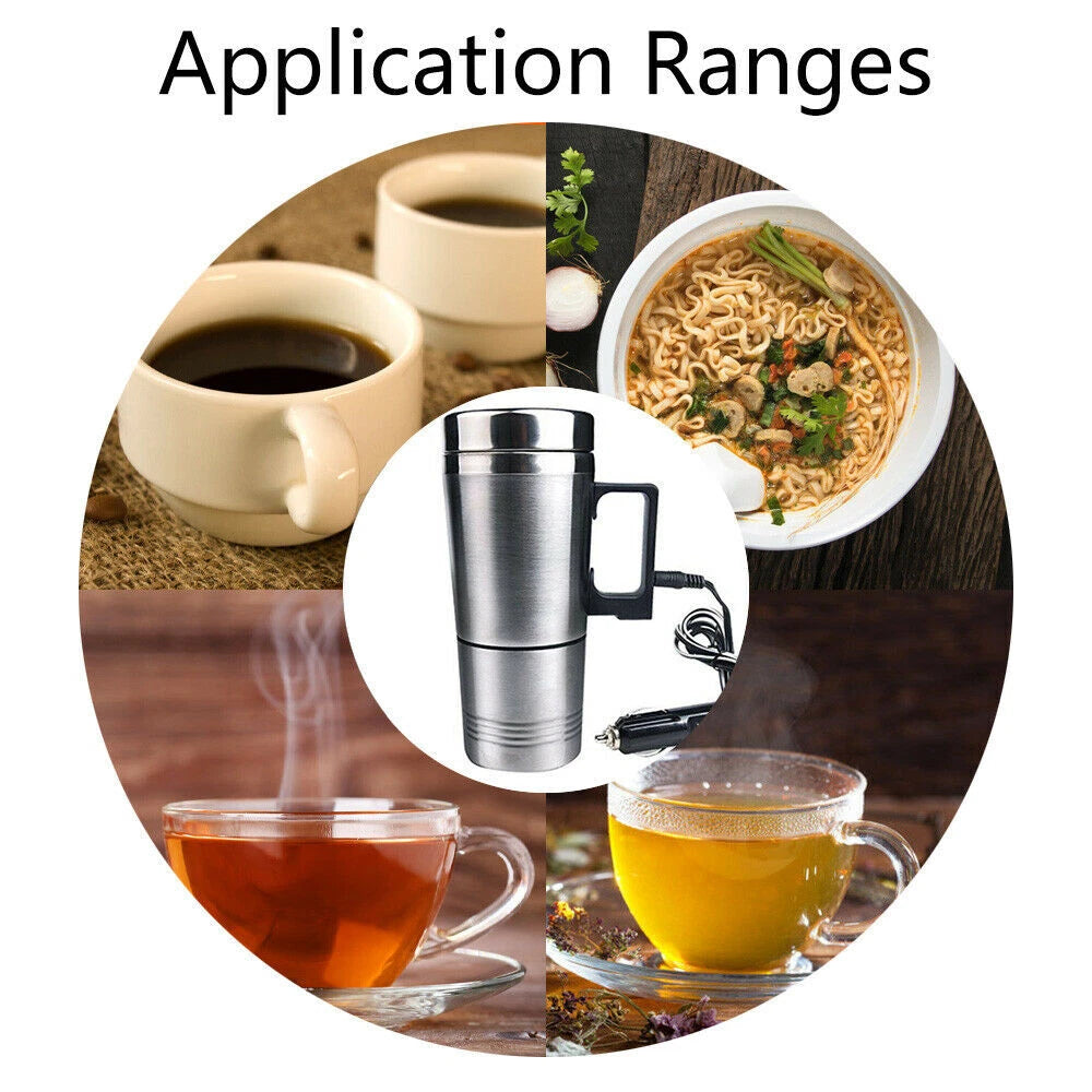 300ml Electric Car Travel Kettle 12V Stainless Steel Car Water Heating Bottle