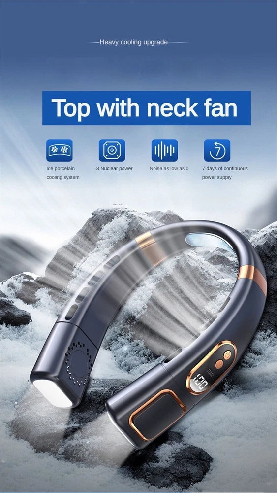 12000mAh Bladeless Lazy Neck Fan Portable USB Rechargeable Mini Hanging Cooler