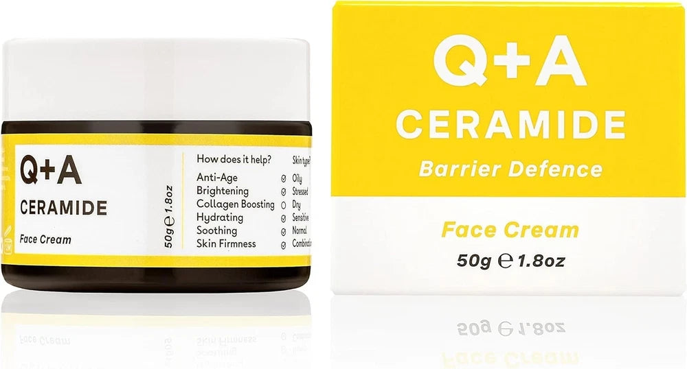 Q+A - CERAMIDE Barrier Defence Face Cream 50g, Vegan, Anti Ageing, Moisturising