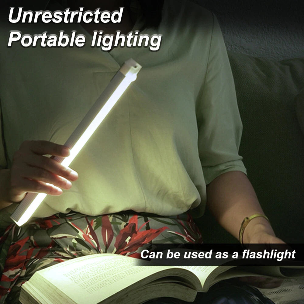 LED PIR Motion Sensor Strip Light Rechargeable Magnetic Cabinet Closet Lamp