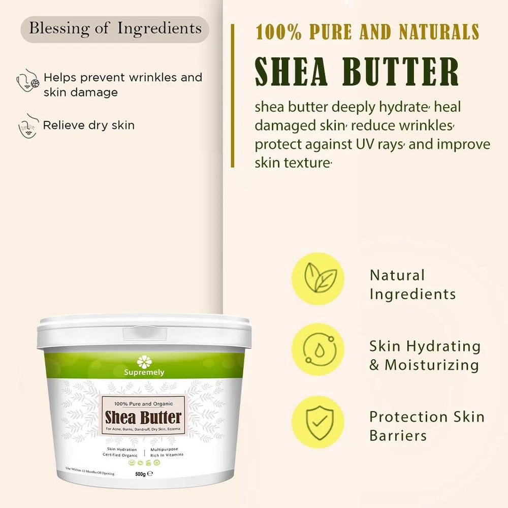 ORGANIC SHEA BUTTER, 100% Food Grade Organic Unrefined Raw & Pure 500g, 200g 1KG