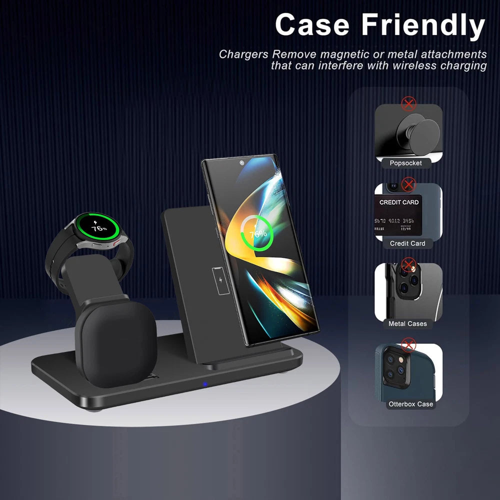 3in1 Fast Wireless Charger Dock Station For Samsung Galaxy S25 S24 Watch 7 6 5 4