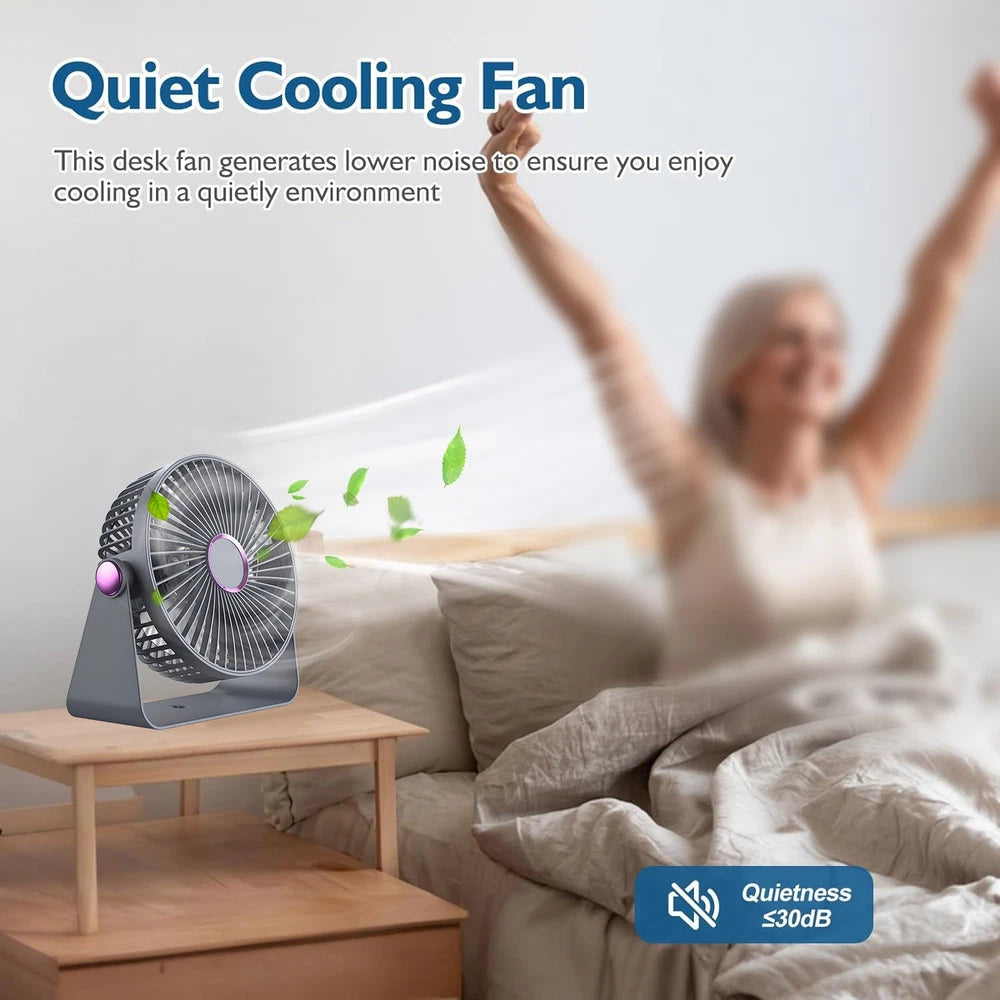 UK 5.9Inch Mini USB Rechargeable Desk Fan Portable Small Quiet Table Cooling Fan