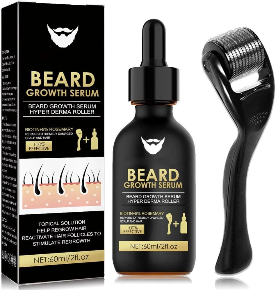 Beard Growth Oil Fast Growing Beard Mustache GROOMING Kit Derma Roller for Men