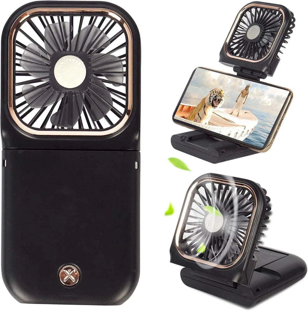 Mini Hand-held Fan， Portable Folding Desk Fan Cooler Cooling USB Rechargeable UK