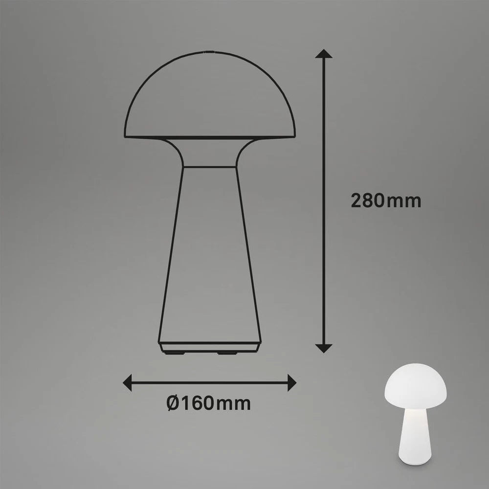 Cordless Rechargeable LED Table Lamp Mushroom Desk IP44 Battery Dimmable White