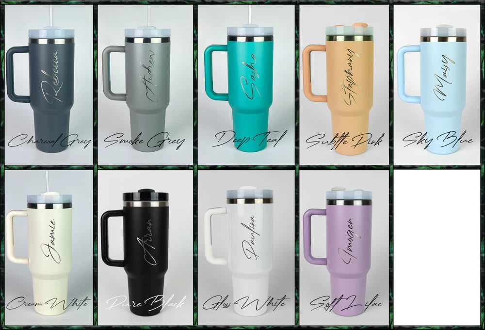 Personalised Name Engraved Double Walled Insulated Cup Tumbler Travel Mug - 40oz