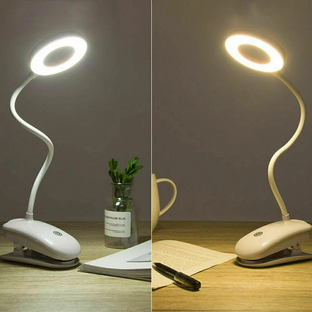 LED USB Rechargeable Clamp Clip On Flexible Desk Light Bed Read Table Night Lamp