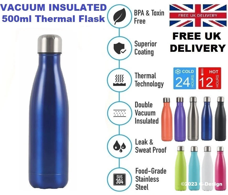 500ml Stainless Steel Water Bottle Double Wall Vacuum Insulated Thermal Flask