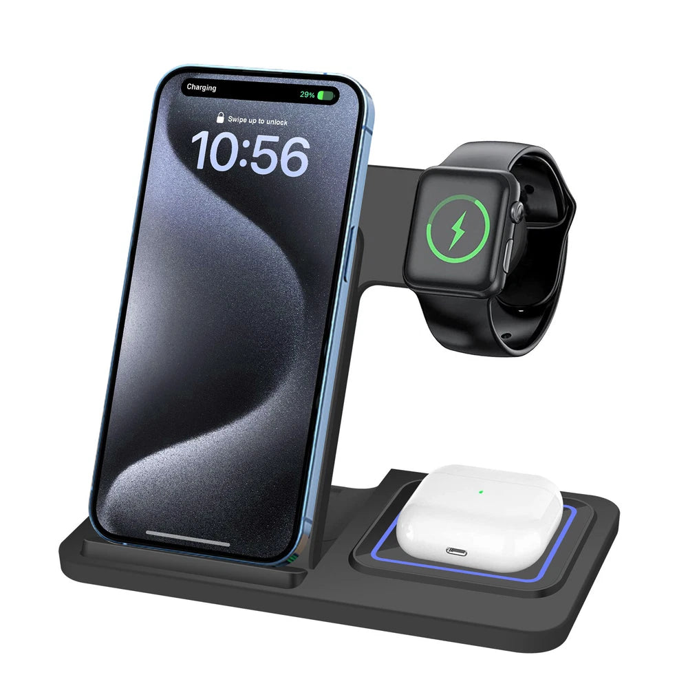 3in1 Wireless Charger Dock Charging Stand For Apple Watch Ultra 9 8 iPhone 16 15