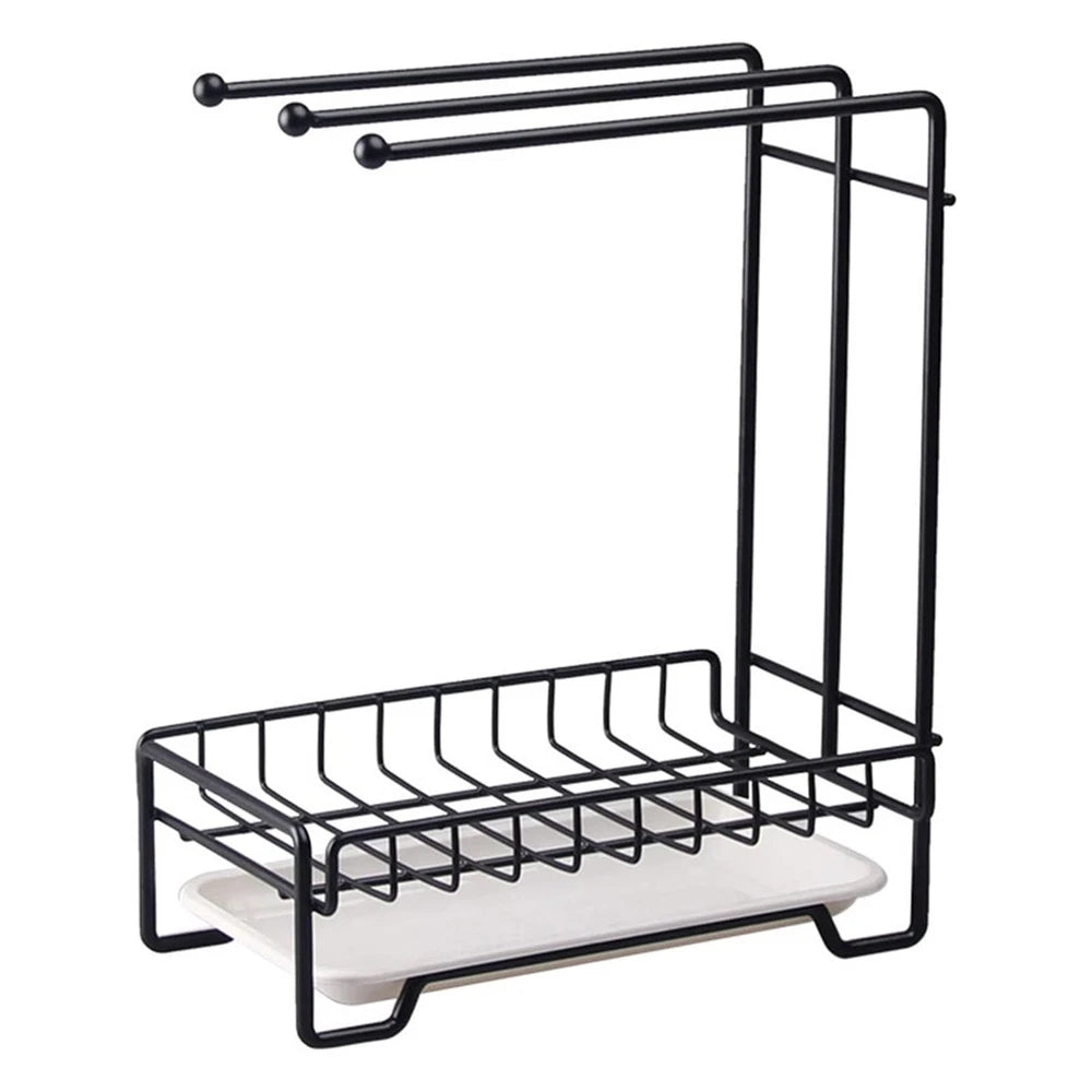 2 TIER KITCHEN SINK DISH DRAINER RACK WITH DRIP TRAY CUTLERY HOLDER PLATE RACK