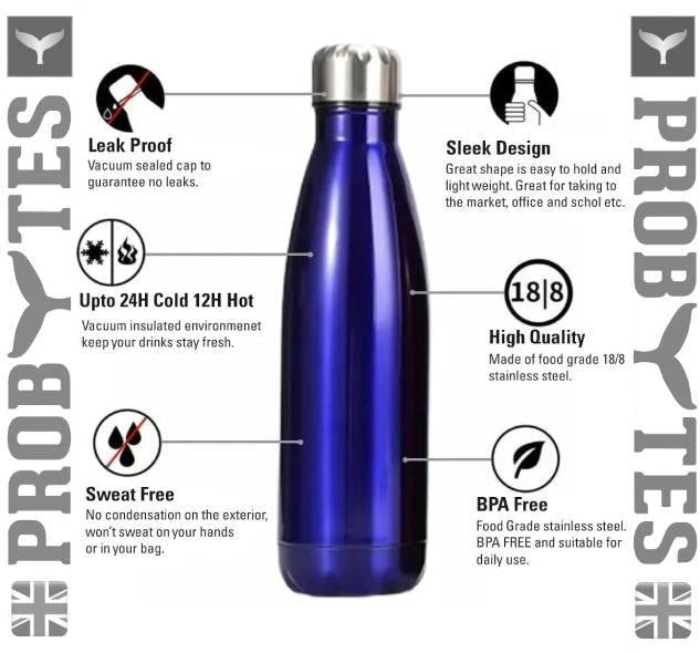 Stainless Steel Water Bottle Double Wall Vacuum Insulated Thermal Flask Sports