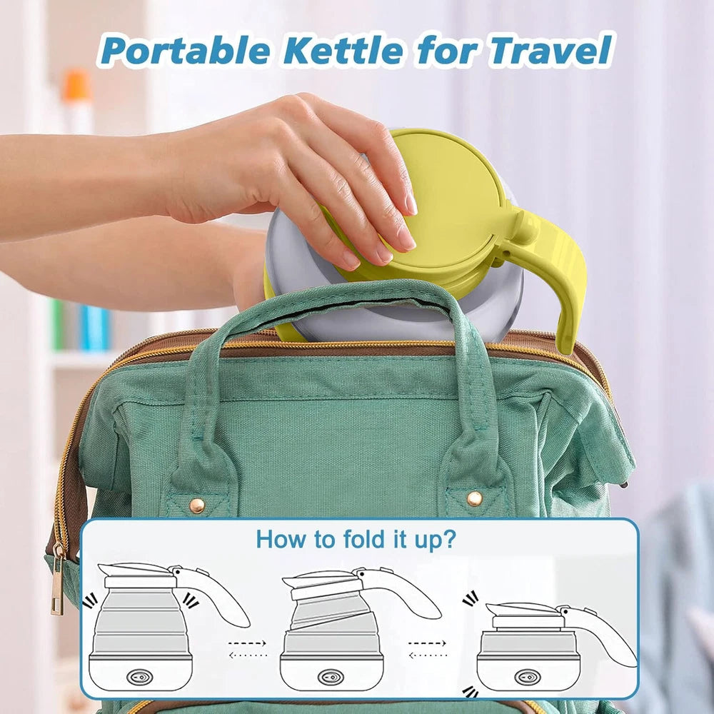 600ML Electric Kettle Camping Kettle Foldable Travel Kettle Silicone Portable UK