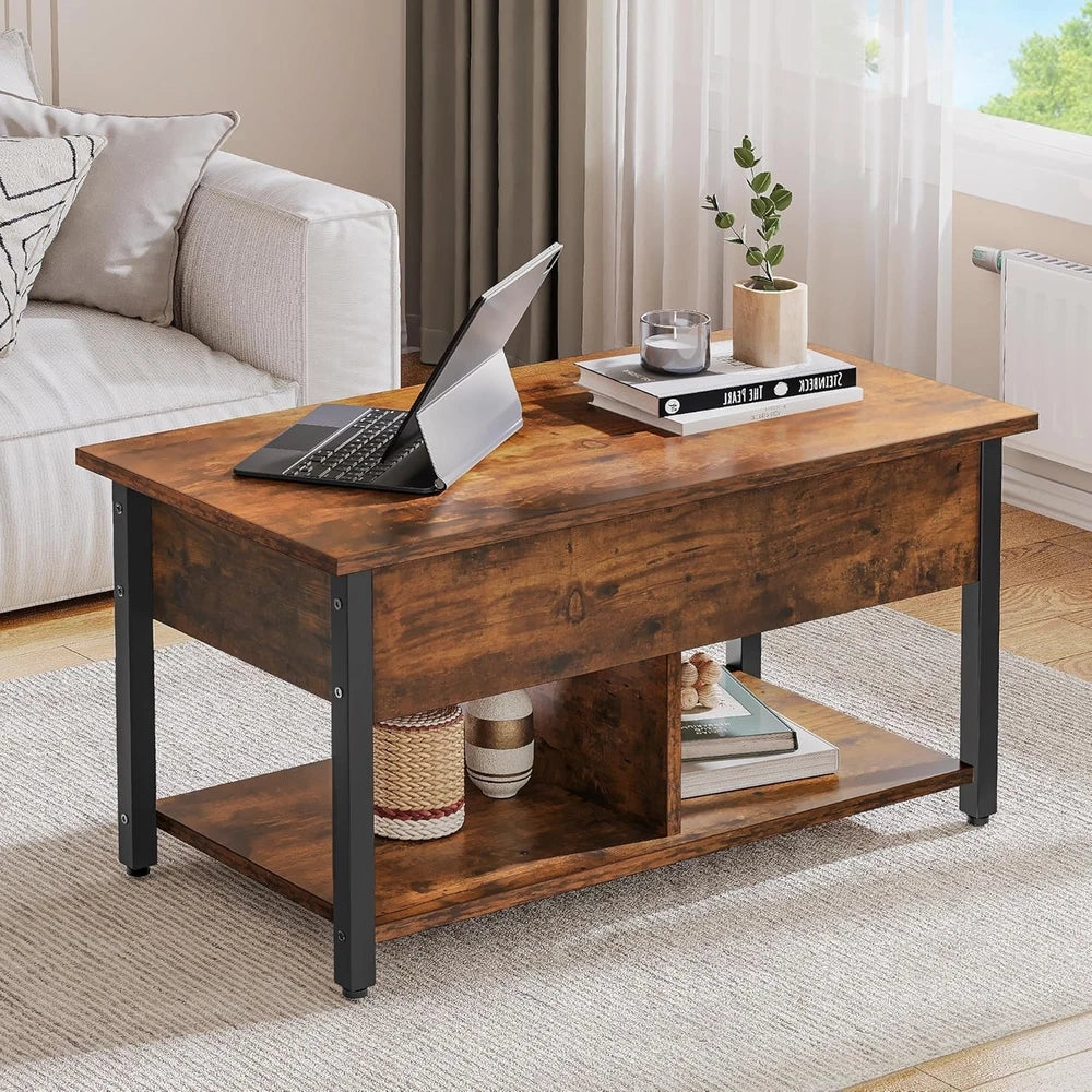 Coffee Table With Storage Lift Top Up Drawer Shelf Wooden Living Room Furniture