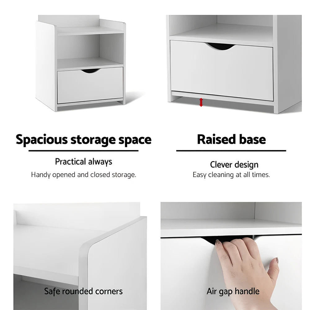 Bedside Table Drawer Cabinet End Side Table Bedroom Furniture Storage Nightstand