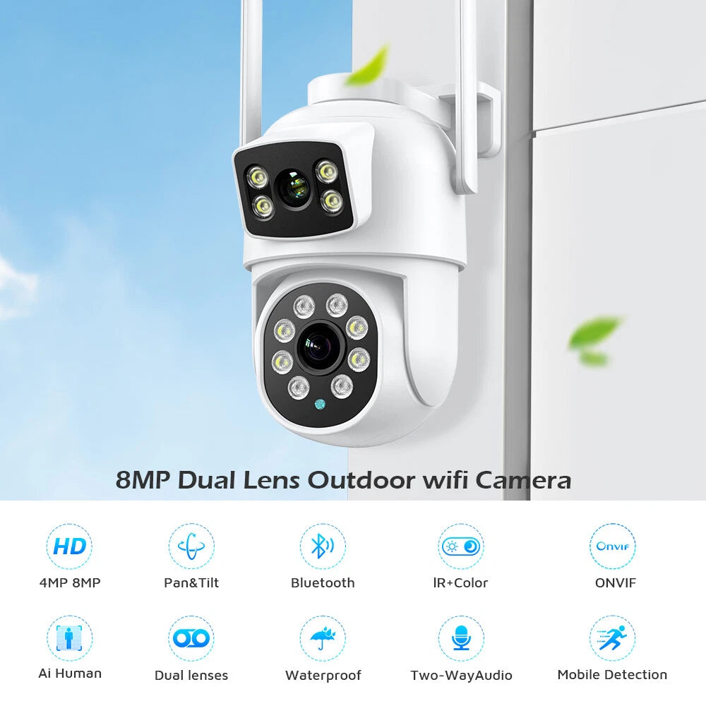 8MP Wireless 4K WIFI IP Camera CCTV PTZ Smart Home Outdoor Security IR Cam IP66