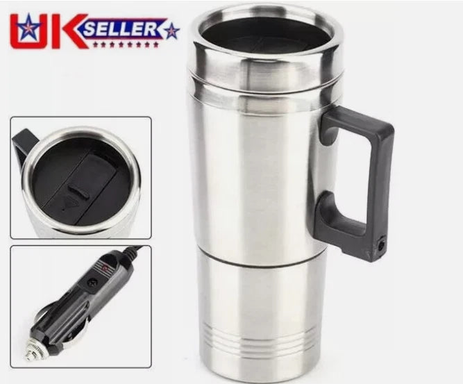12v Portable Electric Kettle Car Van Travel Stainless Steel Water Heater Pot UK