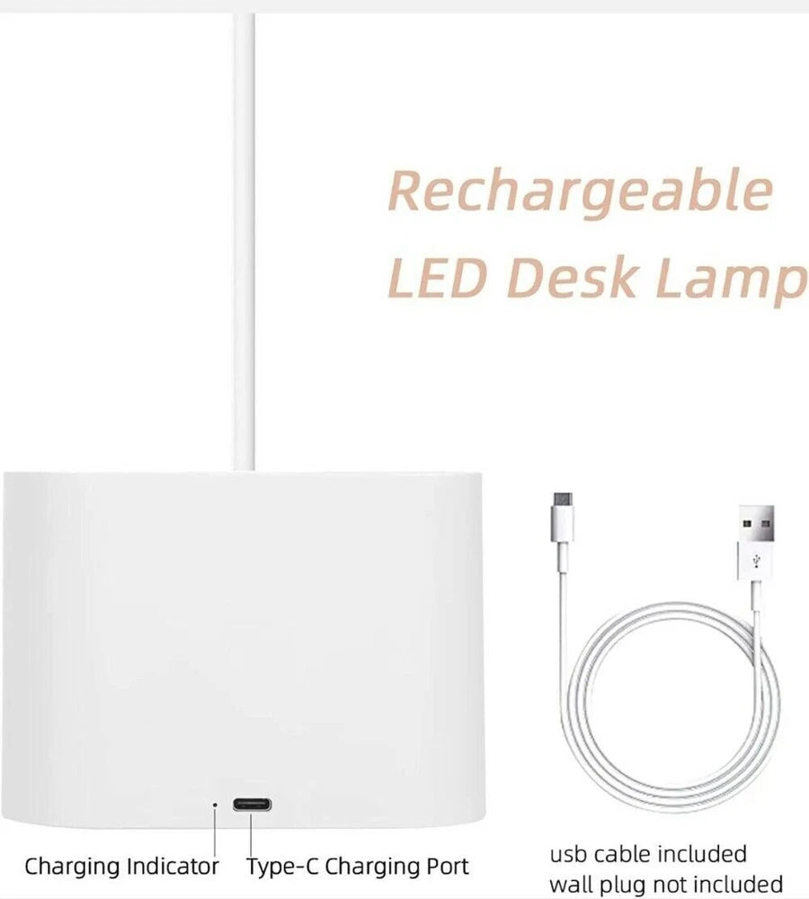 LED Desk Lamp Pen Phone Holder USB Rechargeable Bedroom Reading Light Dimmable