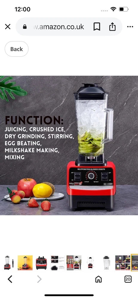 Commercial Food Blender Heavy Duty Kitchen Mixer Milkshake Smoothie