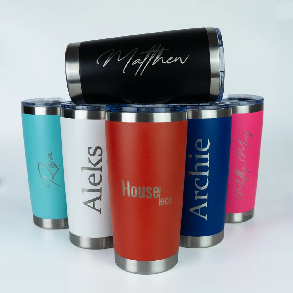 Personalised Insulated Coffee Mug Travel Cup Laser Engraved Double Walled 500ml