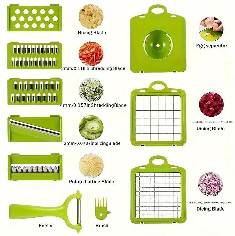 16 in 1 Vegetable Chopper Salad Fruit Mandolin Slicer Food Dicer Cutter Peeler