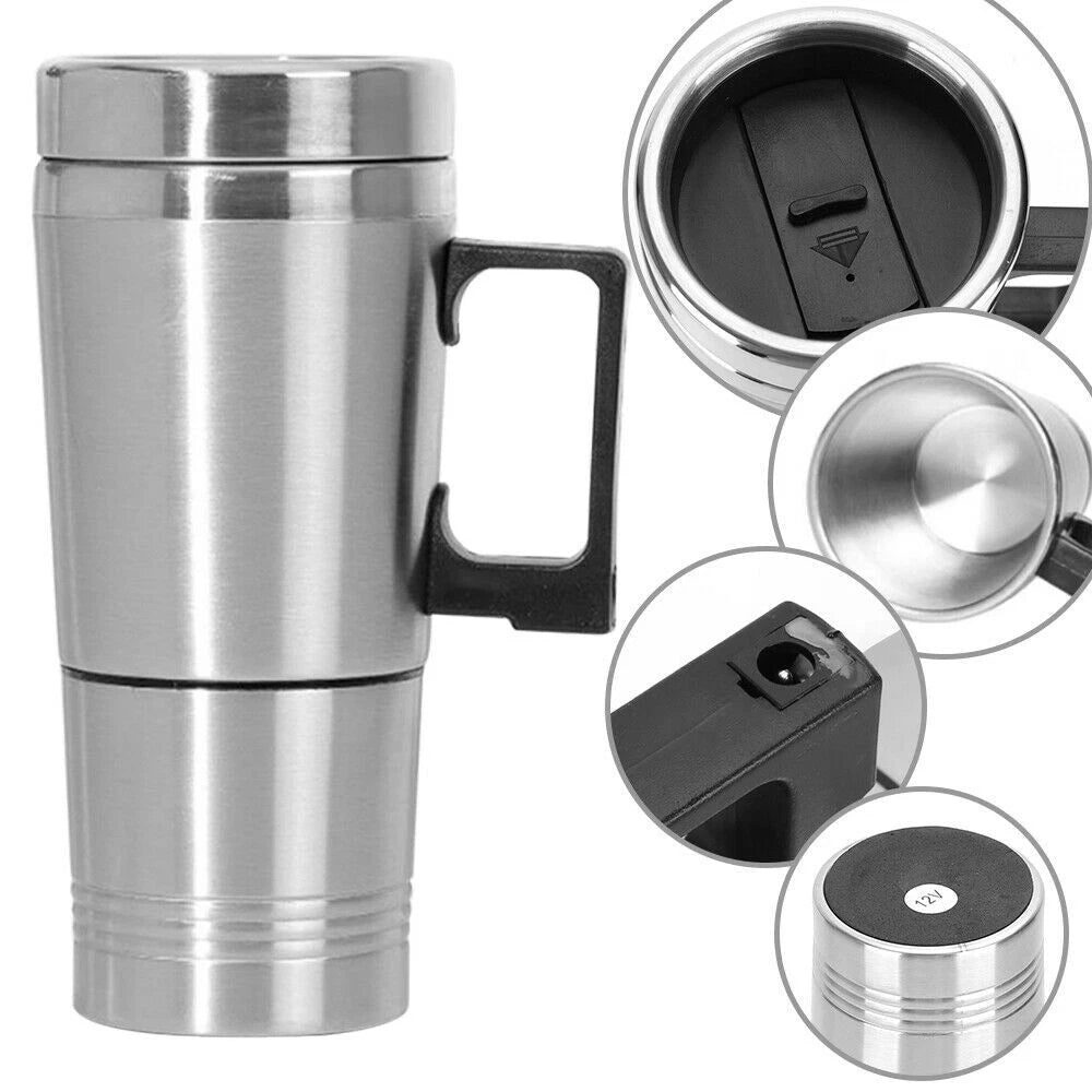 300ml Electric Car Travel Kettle 12V Stainless Steel Car Water Heating Bottle