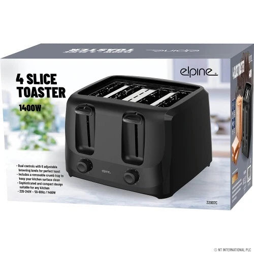4 Slice Toaster Extra Wide Slot Variable Browning Control Removable Crumb Tray