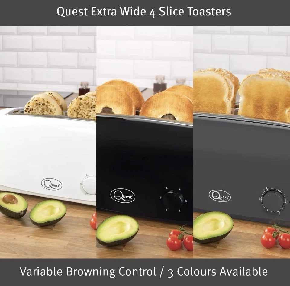 Quest 4-Slice Toasters with Extra Wide Slots / Variable Browning Control, 1400W
