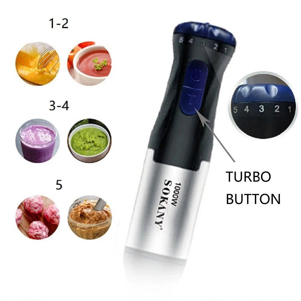 4 in 1 1000W 5 Speed Powerful Hand Held Electric Food Blender Mixer Stick UK