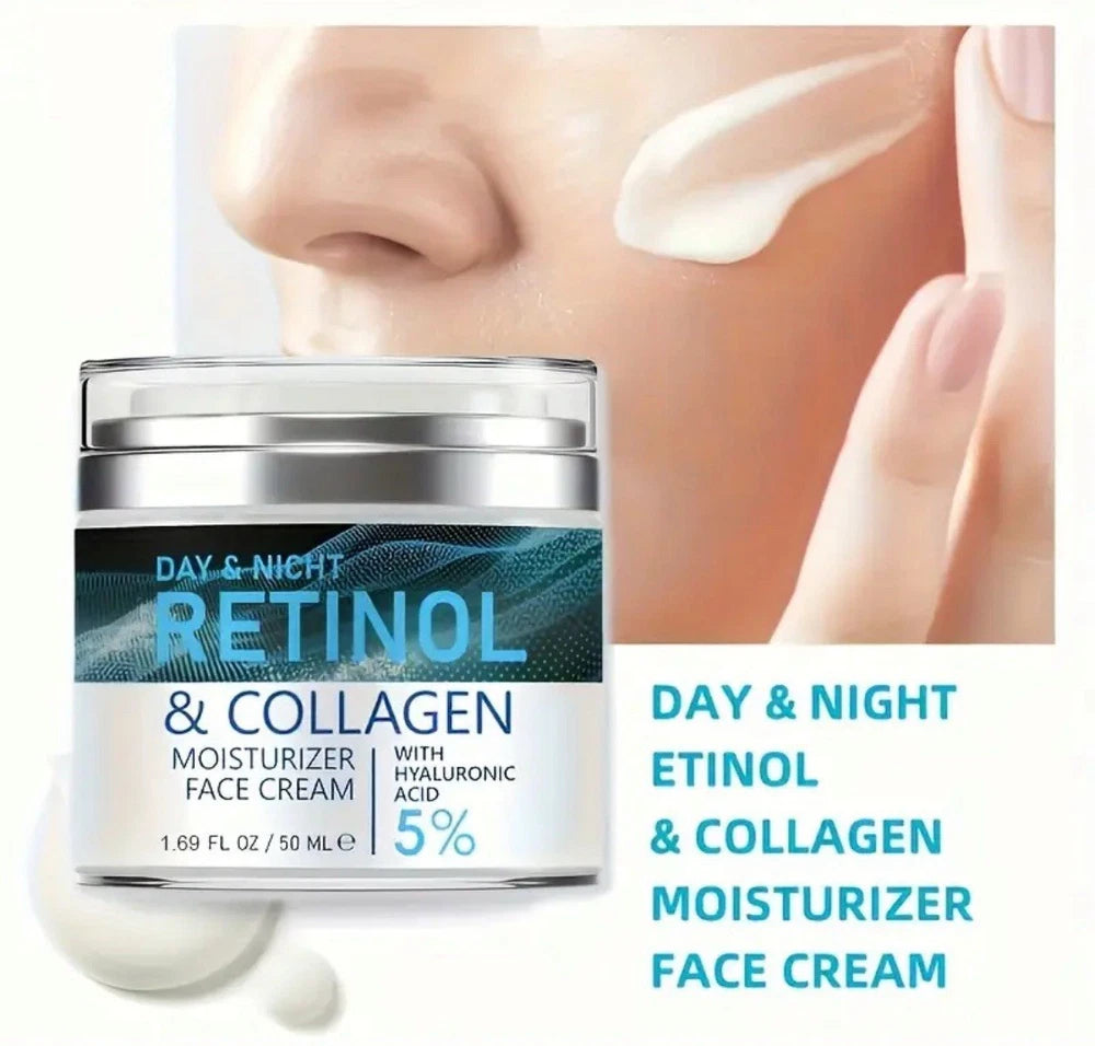 Retinol & Collagen Face Cream 5% Hyaluronic Acid | Day & Night 50ml Face Moistur