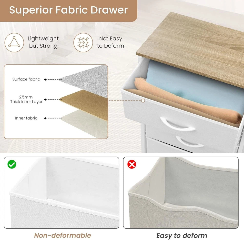 Chest of Drawers Bedroom Furniture Storage Bedside Cabinet 5 Drawers 6 Colours