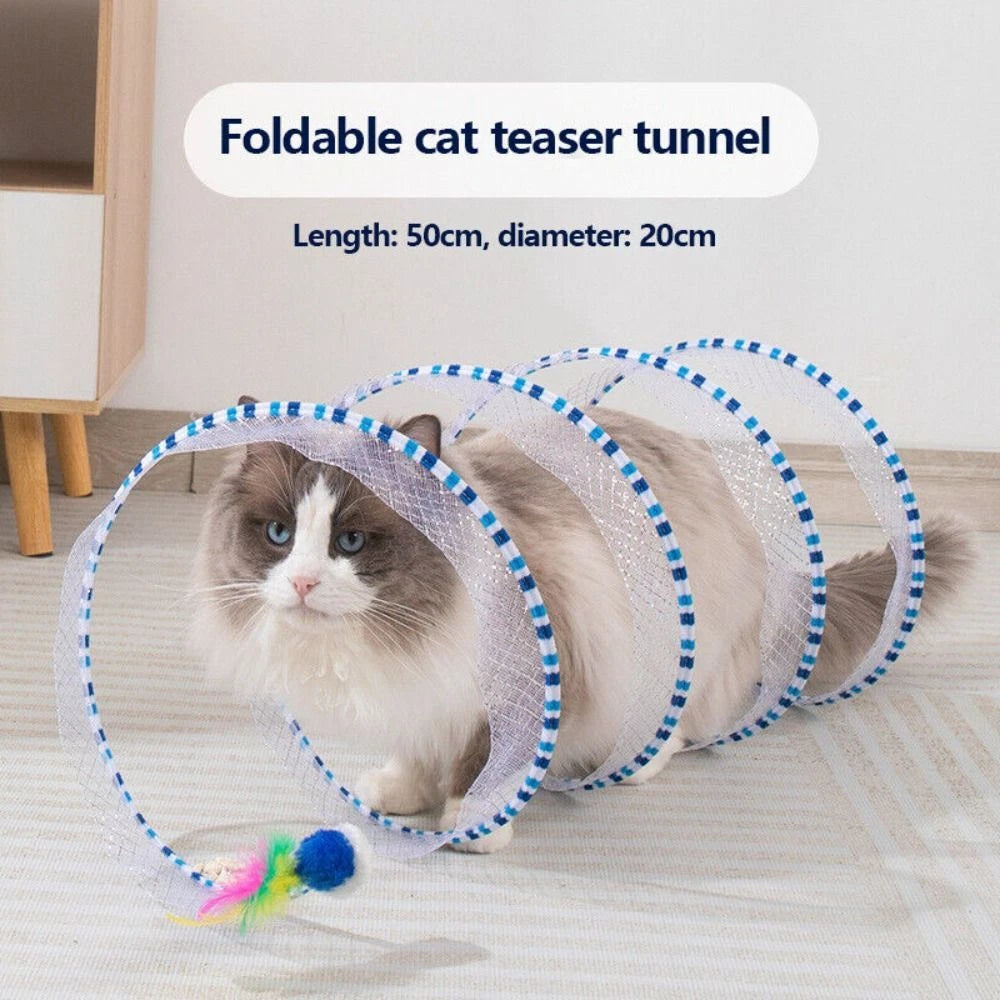 Stretchable Cat Coil Tunnel Toys Foldable Pet Interactive Toy Coil Spiral Toy