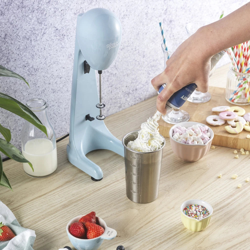 Giles & Posner Milkshake Maker – 2-Speed Drink Mixer with 500ml Steel Cup, 100W
