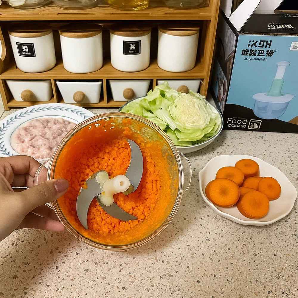 Manual Food Processor Hand Chopper Vegetable Cutter Garlic Onion Dicer UK