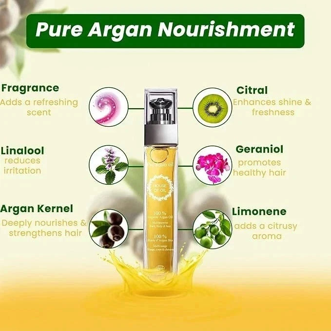 Argan Oil - 100% Pure, Organic & Cold Pressed - Hair Skin Body Argon Oil 50ml UK