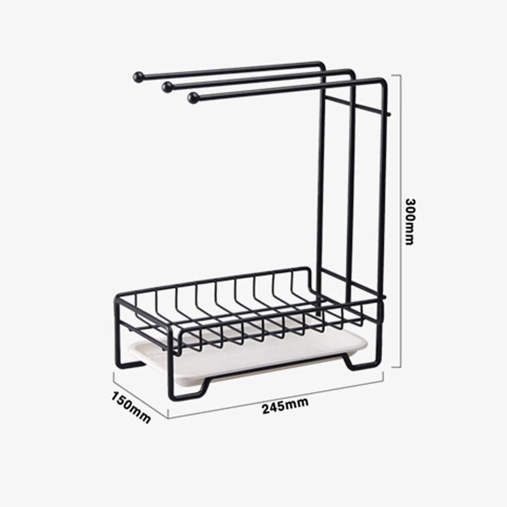 2 TIER KITCHEN SINK DISH DRAINER RACK WITH DRIP TRAY CUTLERY HOLDER PLATE RACK