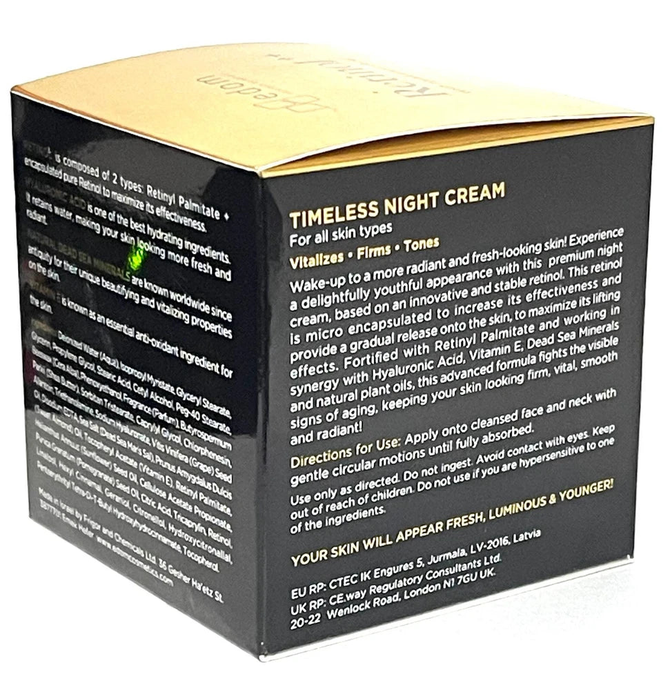 Edom Age 50+ Timeless Night Cream Retinol Facial Hyaluronic Dead Sea Minerals