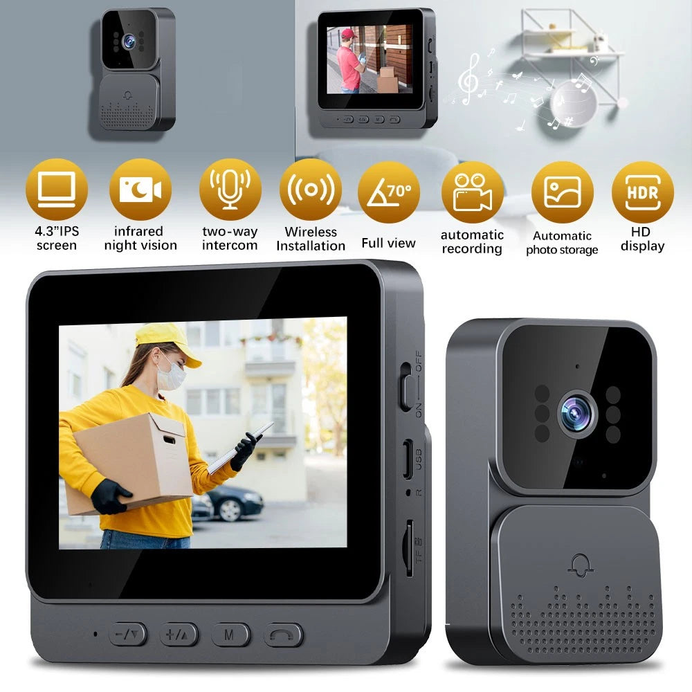 Smart Wireless Video Doorbell Security Streaming Camera Door Bell Intercom HD