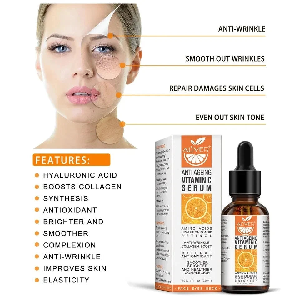 Vitamin C Face Serum Cream with Hyaluronic Acid-Anti Aging Anti Wrinkle 50ml