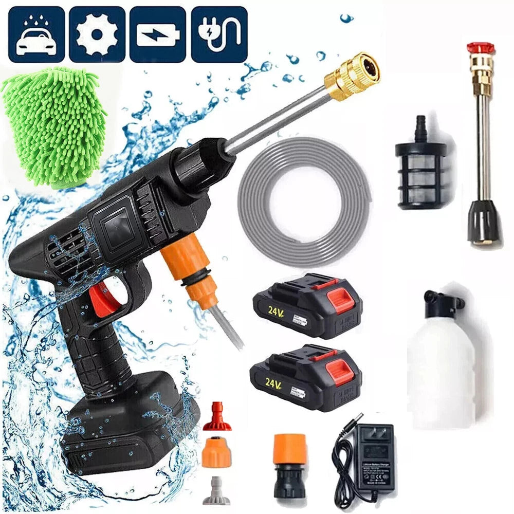 Portable Cordless Car High Pressure Washer Jet Water Wash Cleaner Gun + Battery