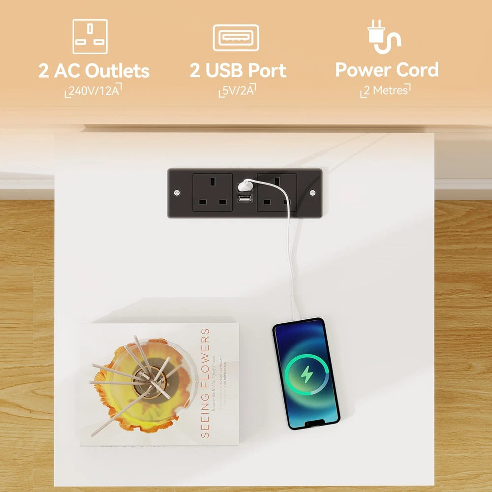 Bedside Table RGB LED 4 Tier Storage Cabinet Nightstand with Charging Station