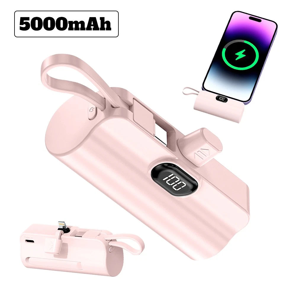 8000mah Mini Power Bank Portable Dual Connector For USB C & iPhone Fast Charger