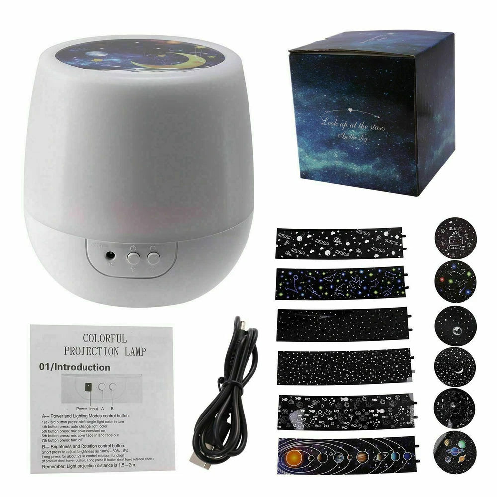 Rotating LED Night Light Bedroom Ceiling Star Sky Moon Lamp LED Star Projector