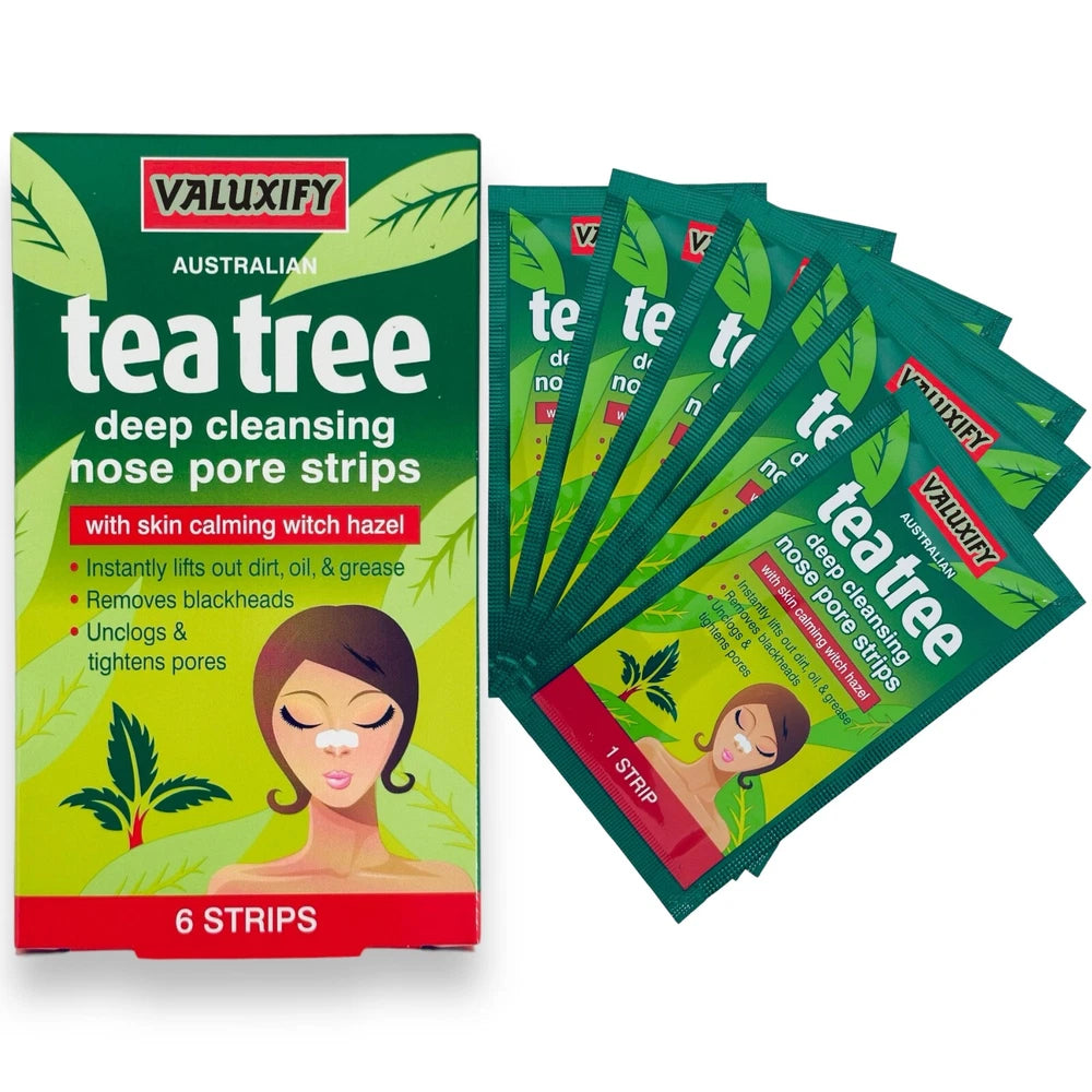 Tea Tree Nose Pore Strips Blackhead Removal Smooth Deep Cleansing Unclog Pores
