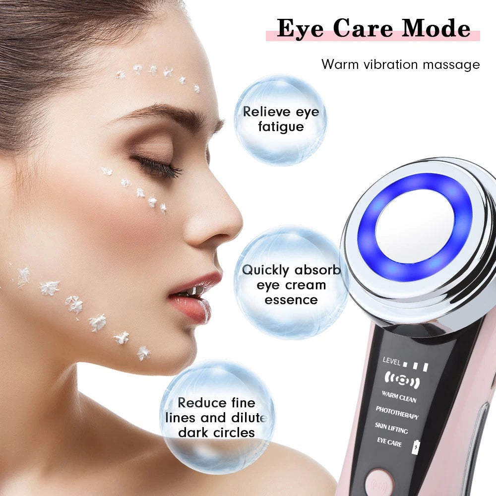 RF Facial Massager Skin Tightening Machine LED Light Photon Therapy Anti-aging