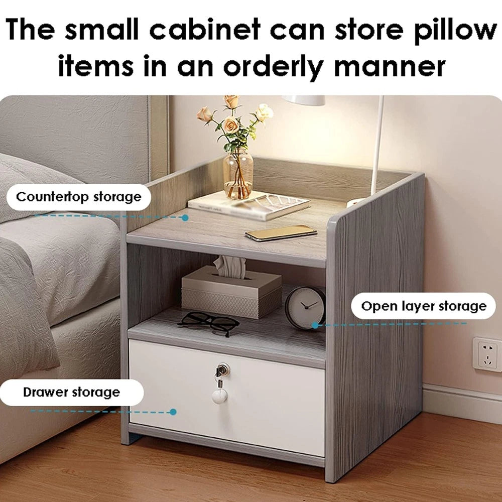 Bedside Table Drawer Cabinet End Side Table Bedroom Furniture Storage Nightstand