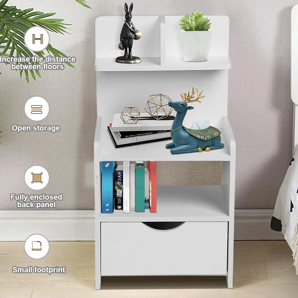 Bedside Table Drawer Cabinet End Side Table Bedroom Furniture Storage Nightstand